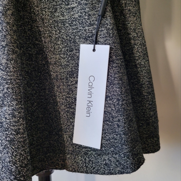 NWT. Calvin Klein knit dress in grey, blk and gold details. - Picture 5 of 8